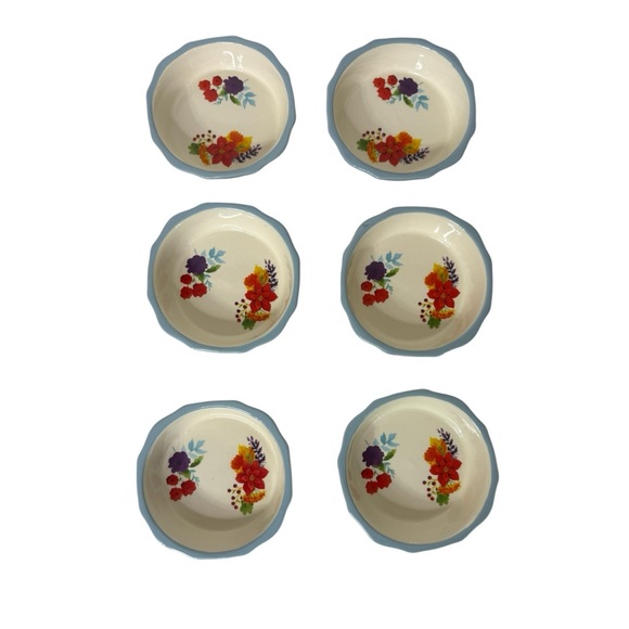 Pioneer Woman Charlie Plaid 5" Mini Pie Plates Stoneware Set of 6 - Picture 1 of 4
